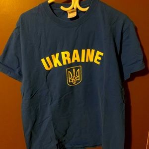 Ukraine shirt large blue and yellow t-shirt comfortable crew neck